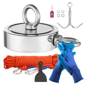Magnet Fishing Kit, 1700 LBS/771 Kg Double-Sided Pulling Force Strong Magnet Fishing Kit, Rare Earth Neodymium Magnetic Fishing Kit Includes Grapplin