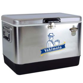 Yakimoto Ice Chest Beverage Beer Cooler Box With Bottle Opener, 51L/54Qt Stainless Steel Portable Insulated Ice Bucket, Sturdy And Leak-proof, For Ca