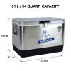 Yakimoto Ice Chest Beverage Beer Cooler Box With Bottle Opener, 51L/54Qt Stainless Steel Portable Insulated Ice Bucket, Sturdy And Leak-proof, For Ca