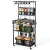Fishing Rod Storage Rack with Pegboard, Rolling Tackle Organizer Cart, Multi-Tier Fishing Gear Stand for Rods, Reels, Tackle Boxes & Bags, Heavy Duty