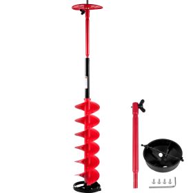 Ice Drill Auger, 6" Diameter Nylon Ice Auger, 39" Length Ice Auger Bit,Auger Drill with 11.8" Extension Rod,Auger Bit with Drill Adapter,Top Plate