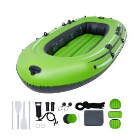 Inflatable Boat, 3-Person Inflatable Fishing Boat, Strong PVC Portable Boat Raft Kayak, 45.6" Aluminum Oars, High-Output Pump, Fishing Rod Holders, a