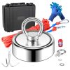 Magnet Fishing Kit, 1200lbs 2.95inch Diameter Double Sided Fishing Magnets, Strong Neodymium Magnet with Heavy Duty 65FT Rope, Grappling Hook, Waterp