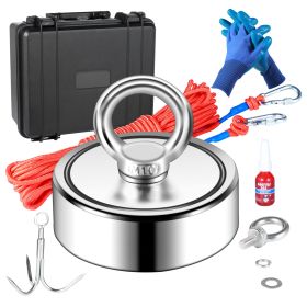 Magnet Fishing Kit, 1200lbs 2.95inch Diameter Double Sided Fishing Magnets, Strong Neodymium Magnet with Heavy Duty 65FT Rope, Grappling Hook, Waterp