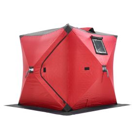 Portable Ice Shelter, 1-2 Person Insulated Pop-Up Ice Fishing Tent, 24 Square Feet Fishable Area, Thermal Ice Shanty for Winter Fishing, Ice Cube wit