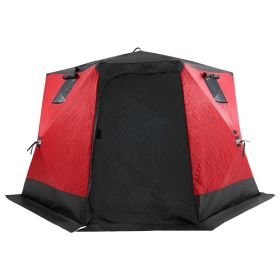 Portable Ice Shelter, 4-6 Person Insulated Pop-Up Ice Fishing Tent, 50 Square Feet Fishable Area, Thermal Ice Shanty for Winter Fishing, Ice Cube wit