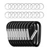 10 PCS Black Carabiner, Caribeaner Clip, Spring Snap Hook for Keychain Clip, 3.07" Aluminum Alloy D Ring Shape Carabeaner with 20 PCS Keyring, Multip