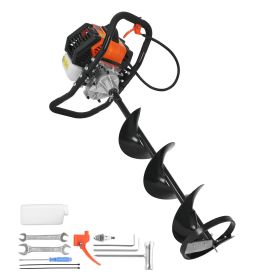 Gas Powered Ice Auger, 52CC 2-Stroke Ice Fishing Augers with 8" Steel Drill Bit, Cold-Resistant & Portable Post Hole Digger, Precise and Fast Drillin