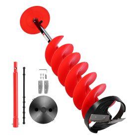 Ice Auger Drill Bit, 8in Diameter 41in Length, Cordless Nylon Ice Fishing Augers With Extra 13.4in Extension Rod, Drill Adapter, Top Plate and Blade