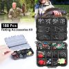 188PCS Fishing Accessory Kit - Includes Hooks, Sinker Weights, Lures, Swivels & More, Premium Corrosion-Resistant Material with Tackle Box for Easy S