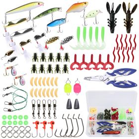 101Pcs Fishing Lures Kit Soft Plastic Fishing Baits Set Spoon Fishing Gear Tackle with Soft Worms Crankbaits Box for Freshwater Saltwater to Bait Bas