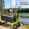Fishing Cart Beach Cart Collapsible Wagon 9.85'' All-Terrain Wheels for Sand, Heavy Duty Garden Cart with Rod Holders,Umbrella Holder and Storage Poc