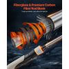 Rod and Fishing Reel Combo, IM6 Fiberglass & Carbon Fiber Spinning Rod and Reel Combo, Bass Fishing Pole with 6.5 ft Two-Piece Rods, 6+1 Ball Bearing