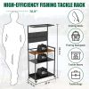 Fishing Rod Storage Rack with Pegboard, Rolling Tackle Organizer Cart, Multi-Tier Fishing Gear Stand for Rods, Reels, Tackle Boxes & Bags, Heavy Duty