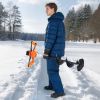 20V Electric Ice Auger, 8 inch Diameter, 2 in 1 Cordless Ice Fishing Augers and Earth Auger with Ices & Earth Drill Bit, Cold-Resistant Post Hole Dig