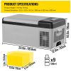 12 Volt Refrigerator 16 Qt, Portable Mini Car Fridge with -4 to 68 F Cooling Range & App Control 12/24V DC & 110-240V AC Electric Compressor Cooler f