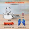 Magnet Fishing Kit, 1000 LBS/454 Kg Double-Sided Pulling Force Strong Magnet Fishing Kit, Rare Earth Neodymium Magnetic Fishing Kit Includes Grapplin