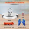 Magnet Fishing Kit, 1300 LBS/590 Kg Single-Sided Pulling Force Strong Magnet Fishing Kit, Rare Earth Neodymium Magnetic Fishing Kit Includes Grapplin