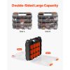 Small Parts Organizer, 34-Compartment Double Side Tools Organizer Box with 24 Removable Dividers, PP Hardware Storage Box with Safety Latch & Portabl