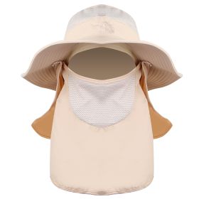 Fishing Bucket Hat Wide Brim Breathable Unisex Hat Sunlight-proof Removable Neck Face Fishing Cap For Fishing Hiking Traveling (Color: Beige, size: One size)