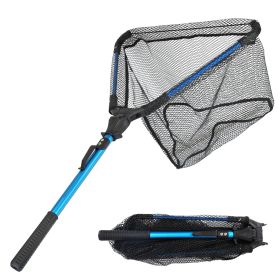 Foldable Fishing Net With Aluminum Alloy Rod EVA Handle Durable 5MM Hexagonal Nano Coating Nylon Mesh Collapsible Landing Net Safe Fish Catching or R (Color: Blue, size: One size)